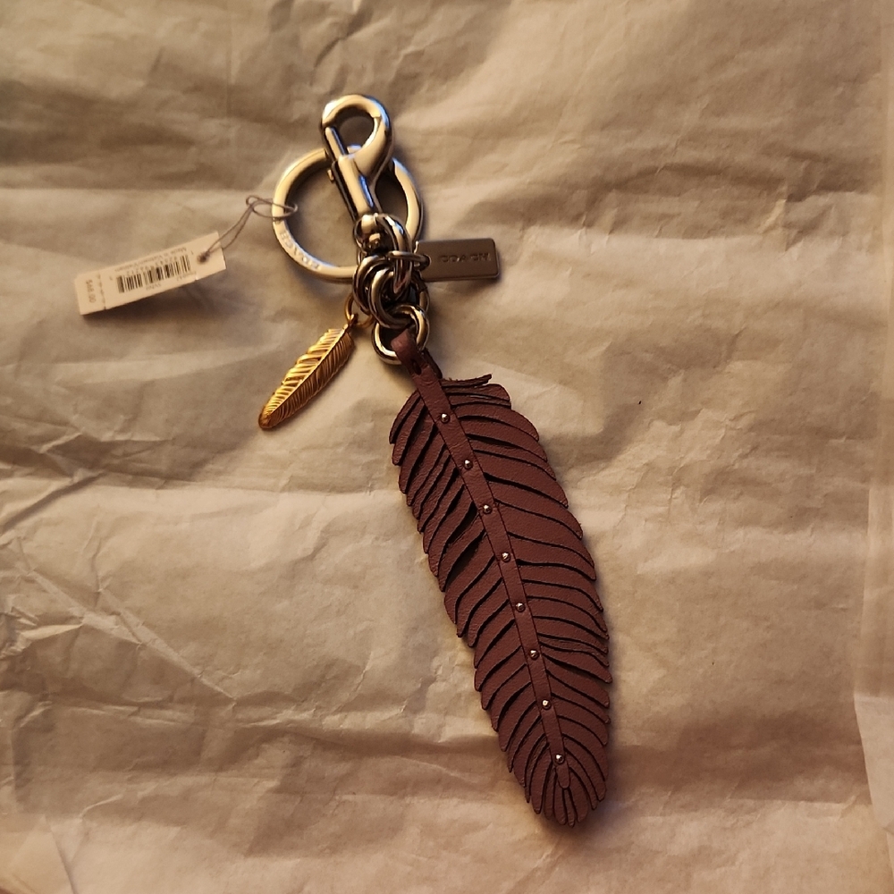 Coach Lilac Feather Keychain with Small Gold Feather ***SEE NOTE*** ***SEE PICS* - Picture 6 of 10